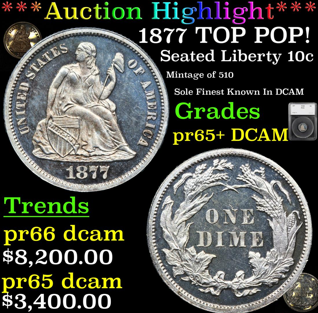 Proof ***Auction Highlight*** 1877 TOP POP! Seated (1 of 7)