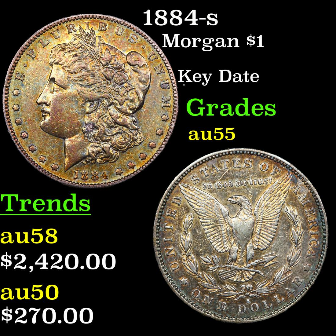 1884-s Morgan Dollar $1 Grades Choice AU (1 of 3)