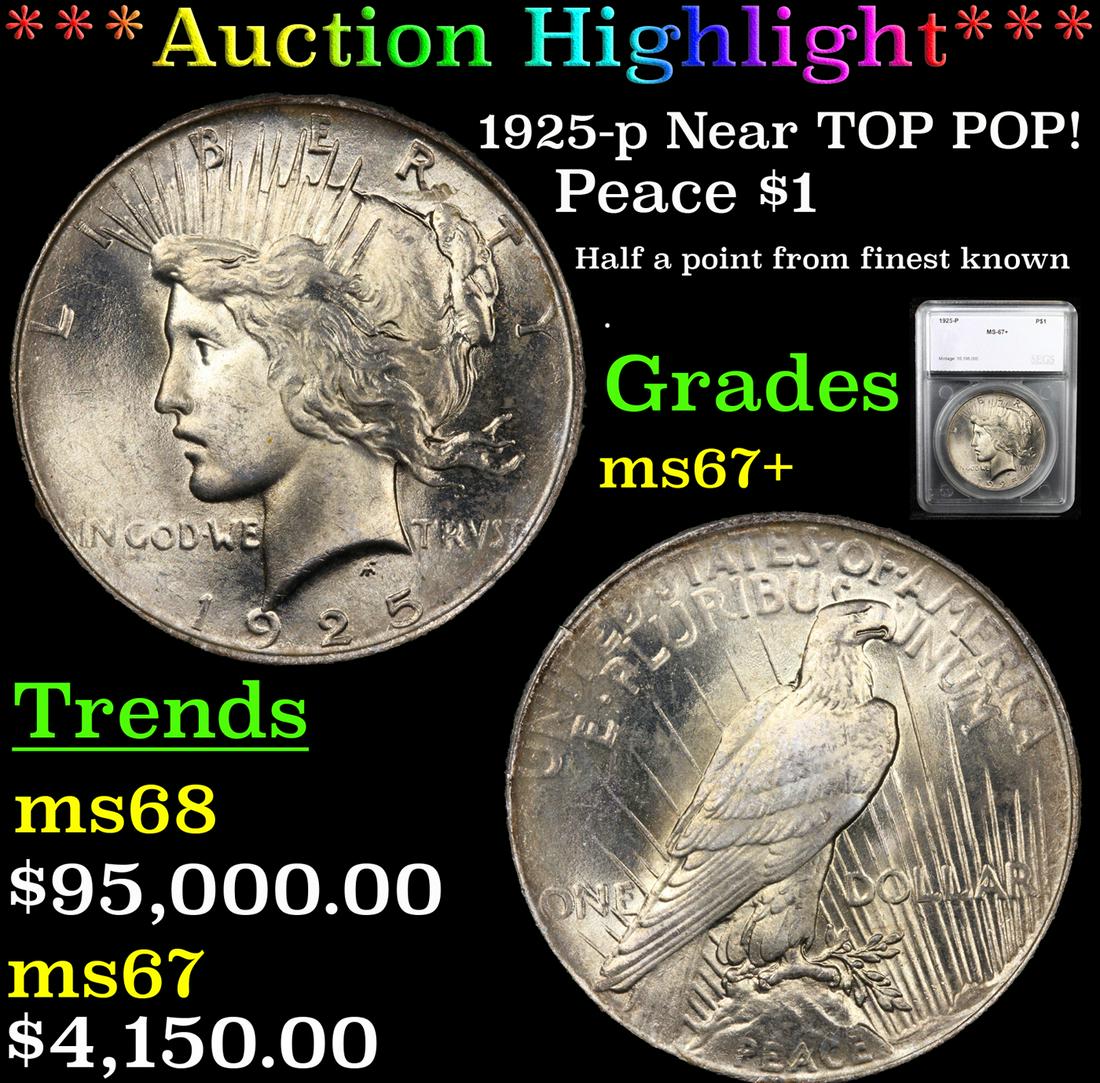 ***Auction Highlight*** 1925-p Near TOP POP! Peace (1 of 5)