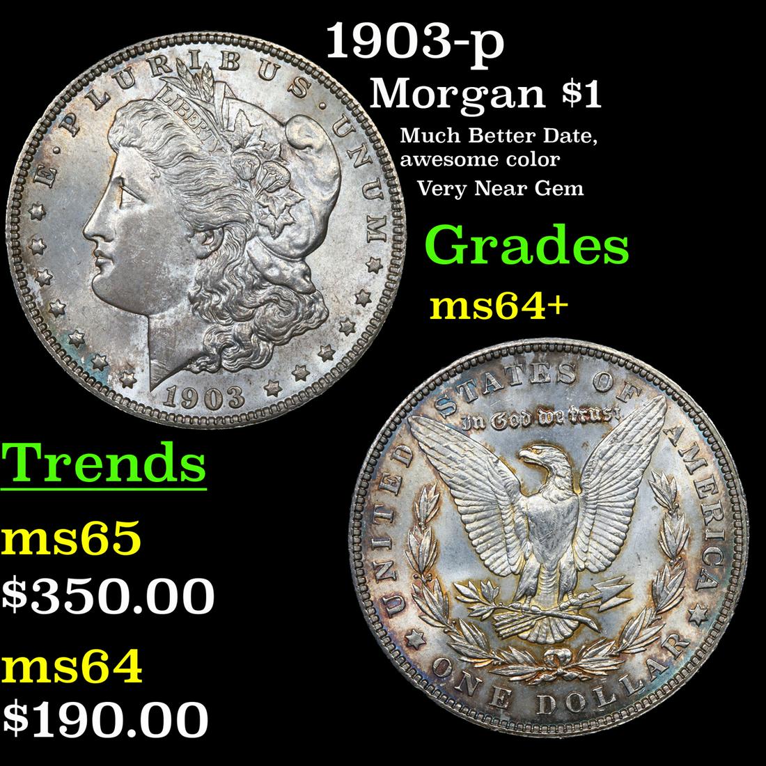 1903-p Morgan Dollar $1 Grades Choice+ Unc (1 of 3)