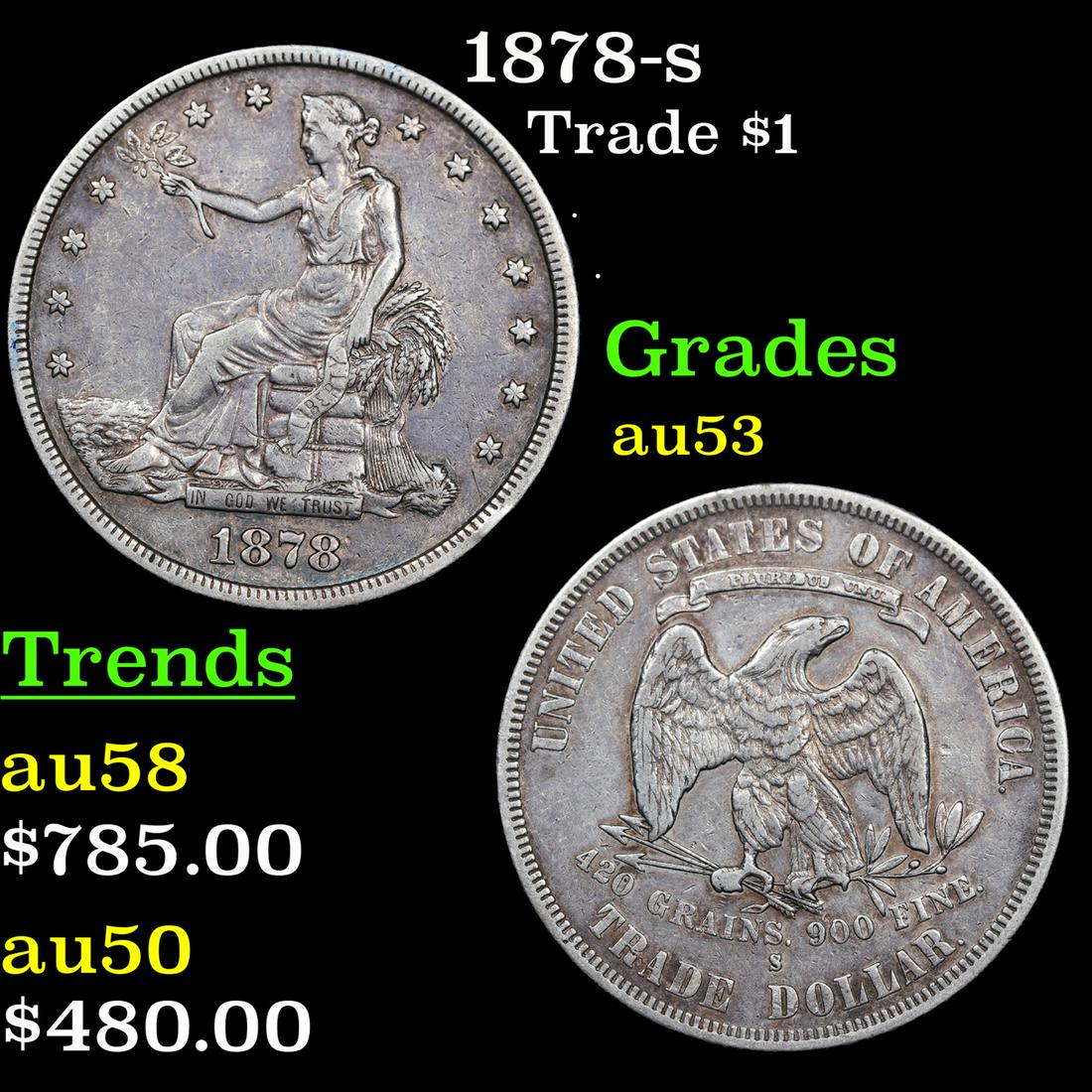 1878-s Trade Dollar $1 Grades Select AU (1 of 3)