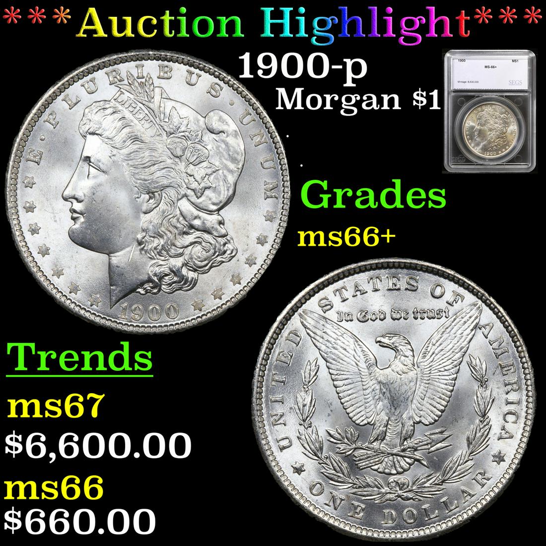 ***Auction Highlight*** 1900-p Morgan Dollar $1 Graded (1 of 5)