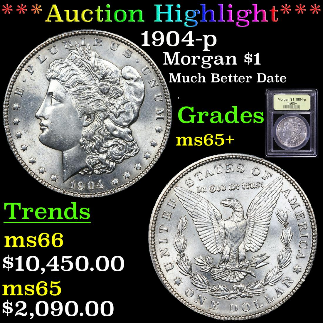 ***Auction Highlight*** 1904-p Morgan Dollar $1 Graded (1 of 5)