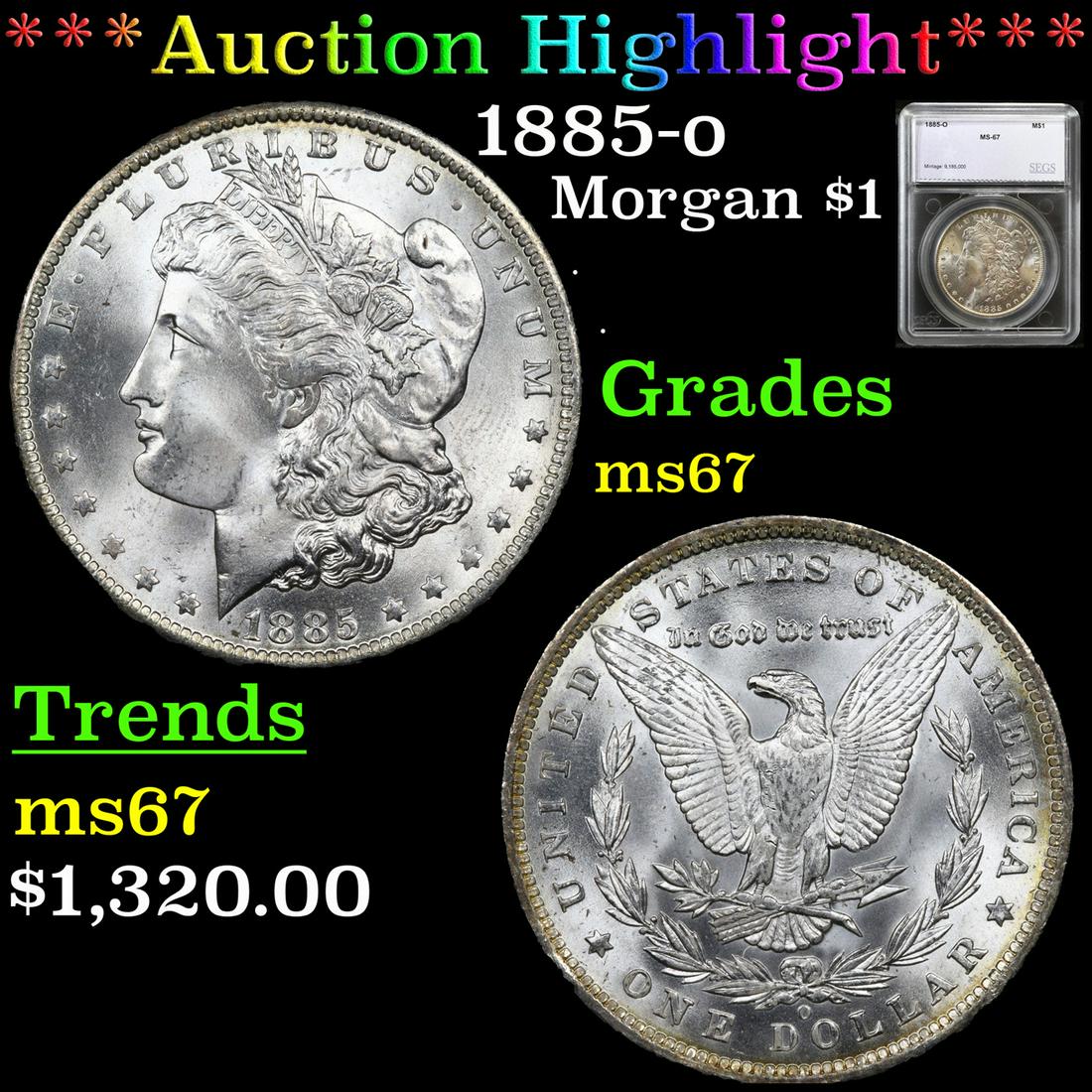 ***Auction Highlight*** 1885-o Morgan Dollar $1 Graded (1 of 5)