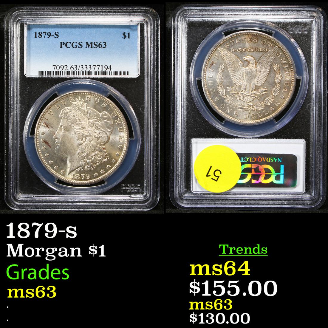 PCGS 1879-s Morgan Dollar $1 Graded ms63 By PCGS (1 of 3)