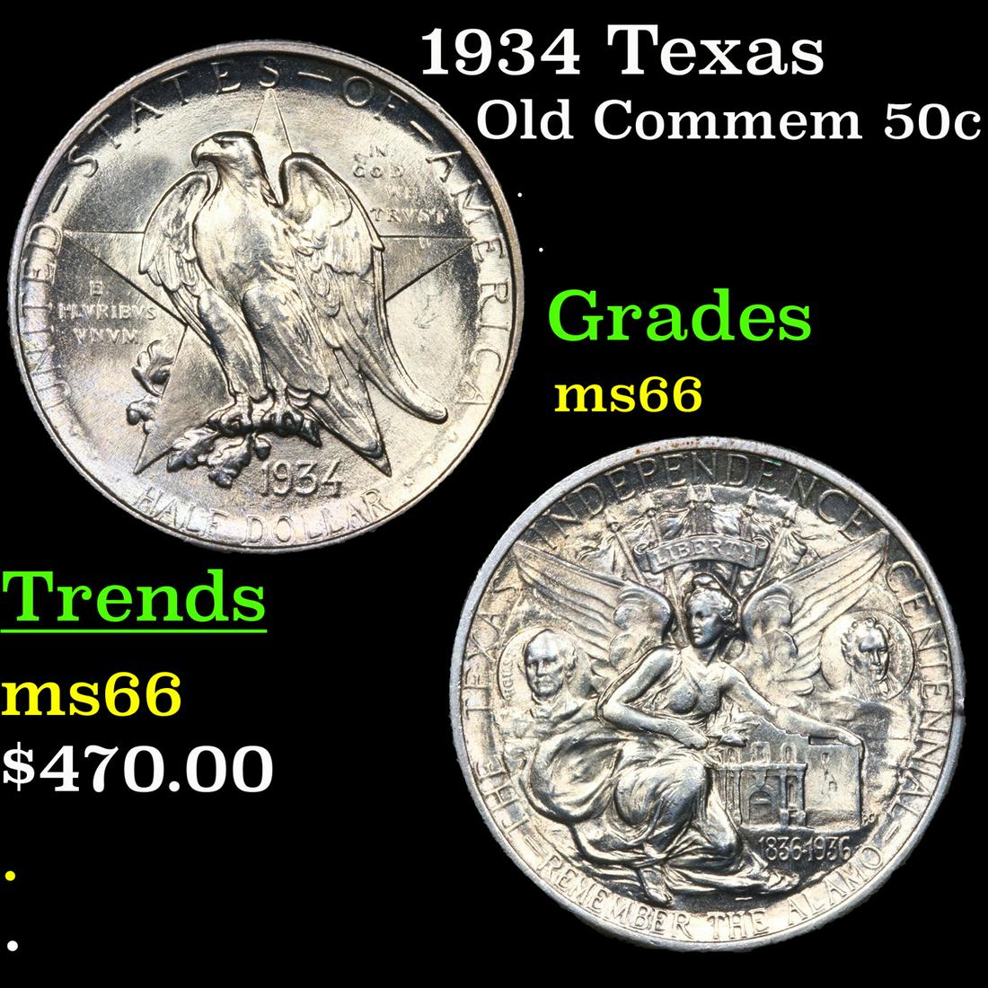 1934 Texas Old Commem Half Dollar 50c Grades GEM+ Unc (1 of 3)