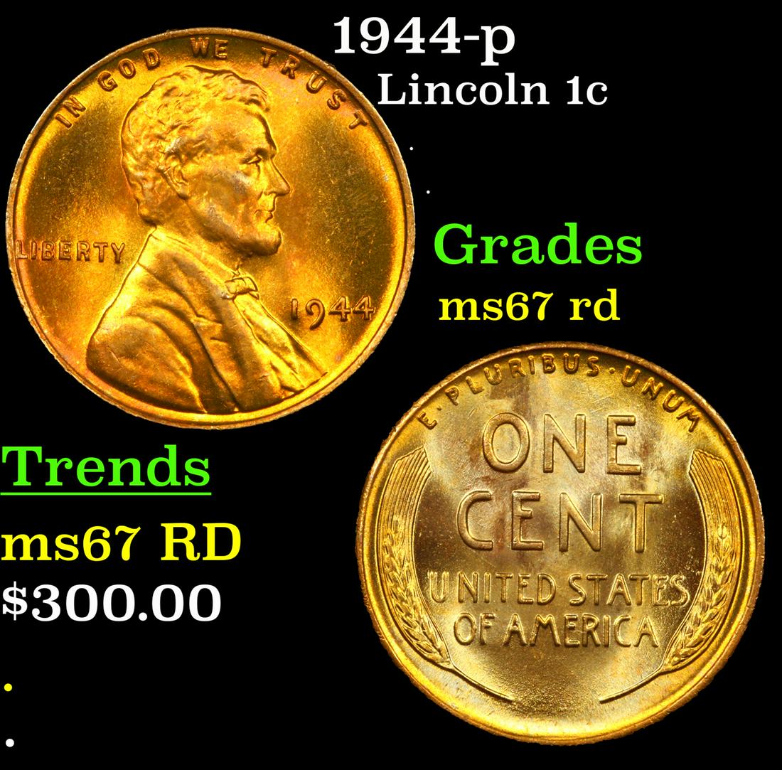 1944-p Lincoln Cent 1c Grades GEM++ Unc RD (1 of 3)