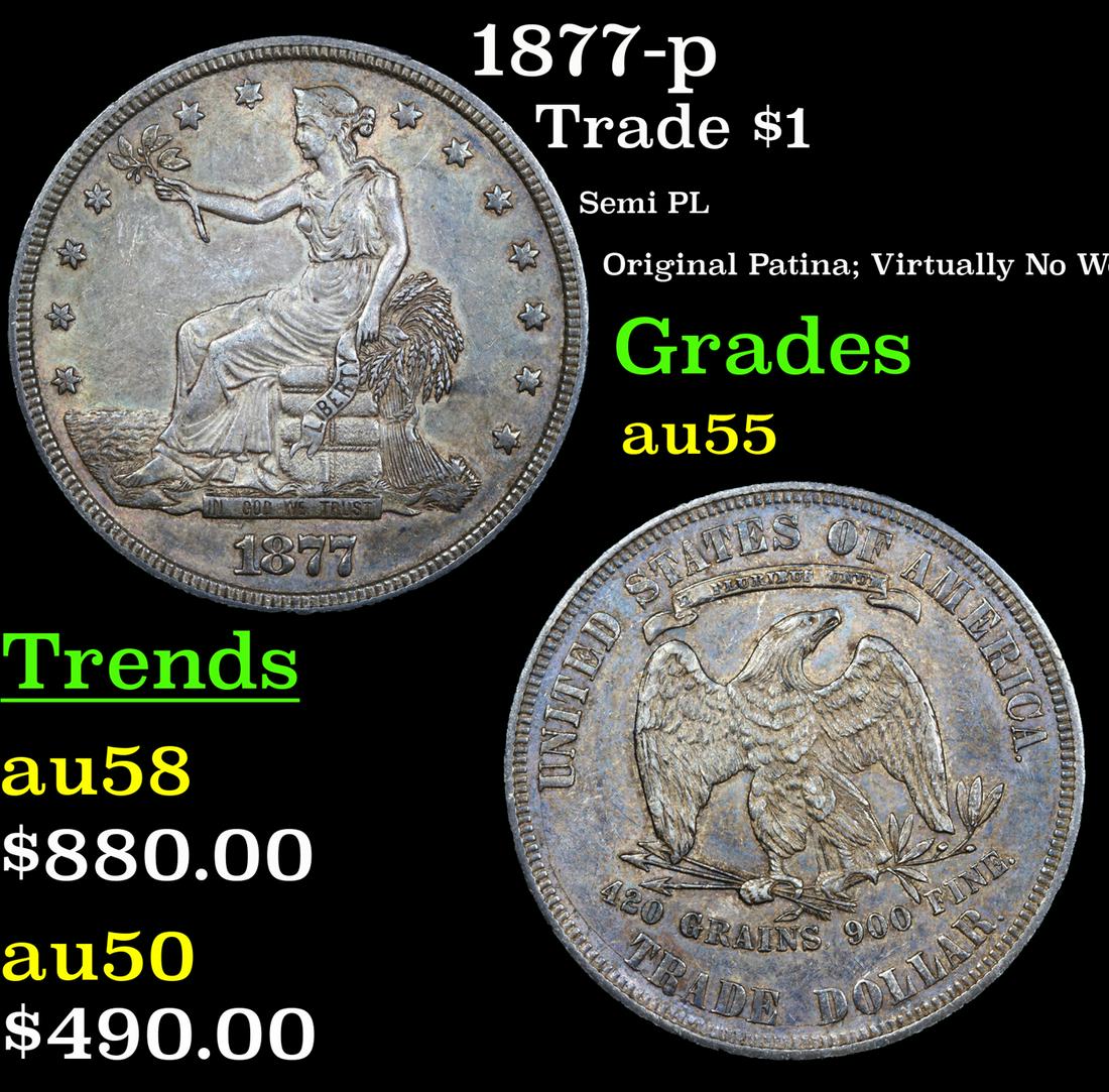 1877-p Trade Dollar $1 Grades Choice AU (1 of 3)