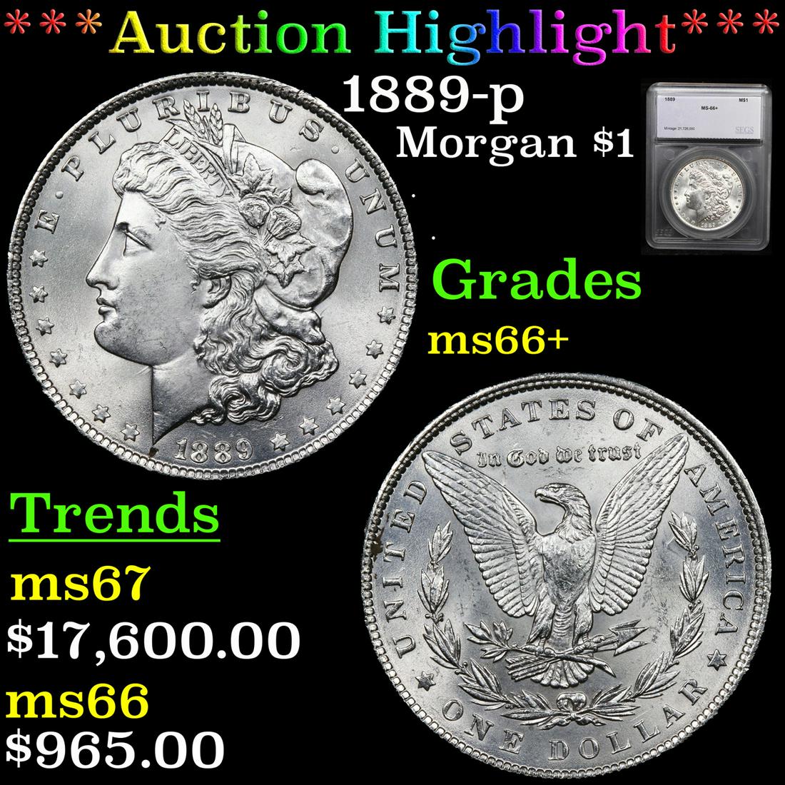 ***Auction Highlight*** 1889-p Morgan Dollar $1 Graded (1 of 5)