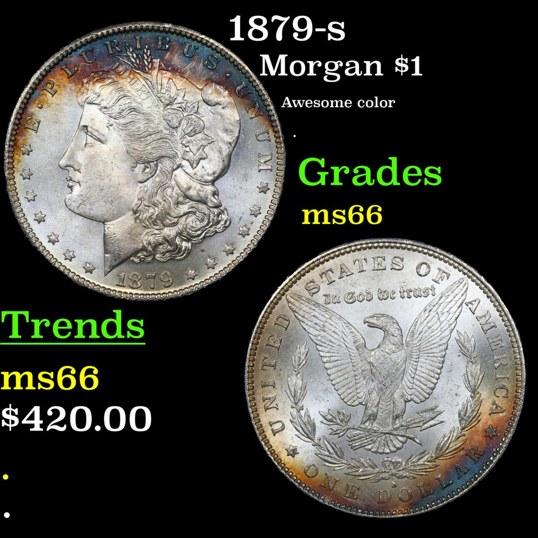 1879-s Morgan Dollar $1 Grades GEM+ Unc (1 of 3)