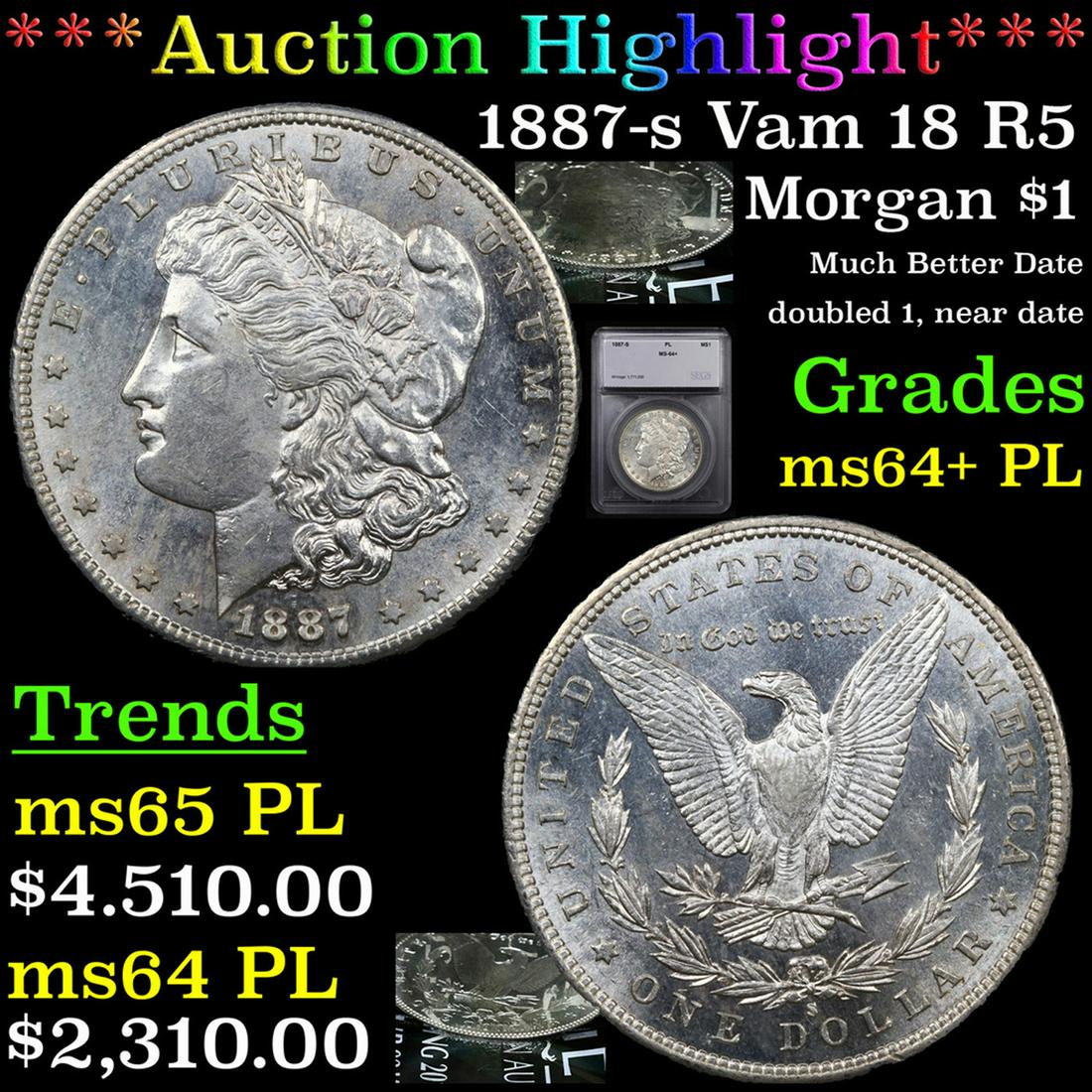 ***Auction Highlight*** 1887-s Morgan Dollar Vam 18 R5 (1 of 7)