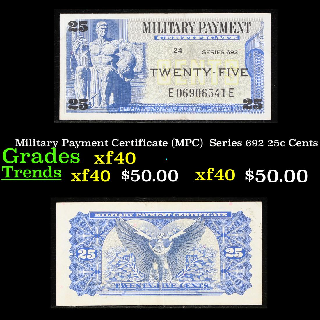 Military Payment Certificate (MPC)  Series 692 25c (1 of 3)