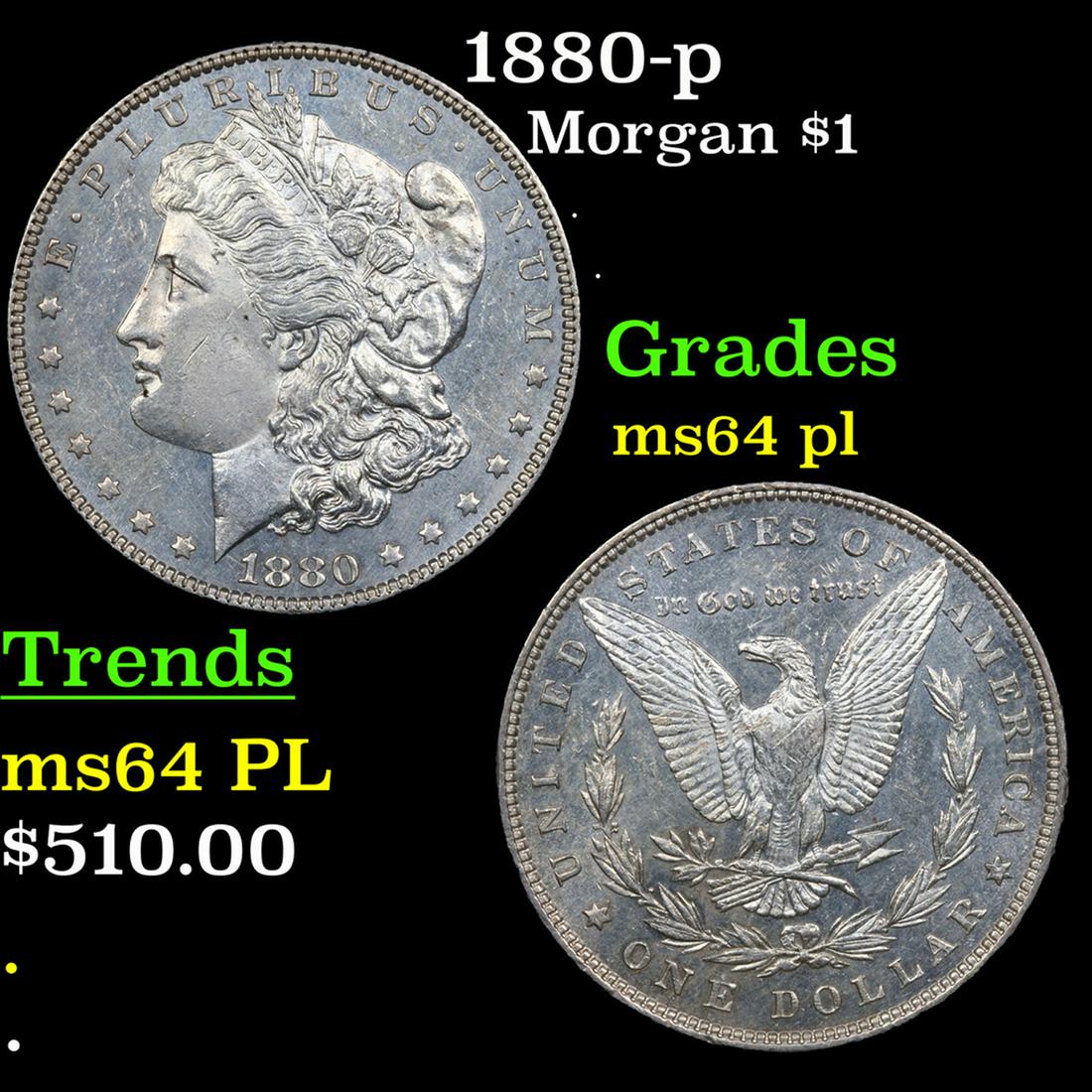1880-p Morgan Dollar $1 Grades Choice Unc PL (1 of 3)