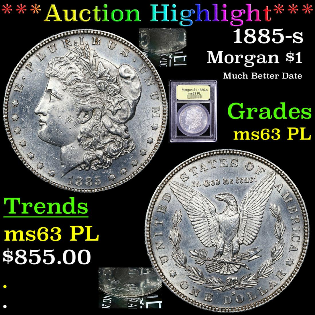 ***Auction Highlight*** 1885-s Morgan Dollar $1 Graded (1 of 7)