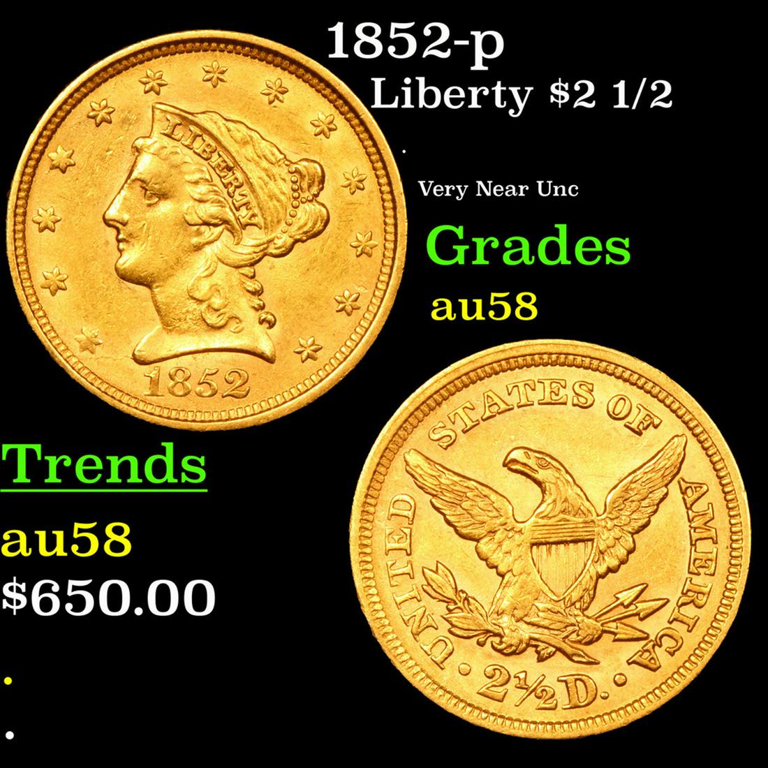 ***Auction Highlight*** 1852-p Gold Liberty Quarter (1 of 3)