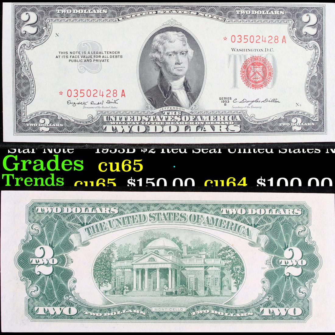 **Star Note** 1953B $2 Red Seal United States Note (1 of 3)