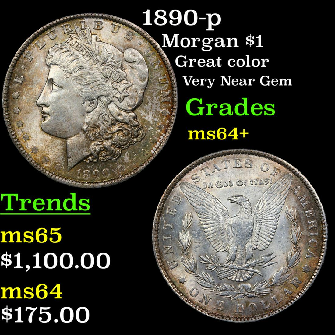 1890-p Morgan Dollar $1 Grades Choice+ Unc (1 of 3)