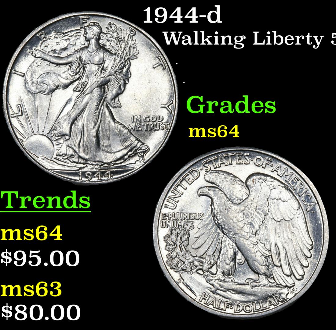 1944-d Walking Liberty Half Dollar 50c Grades Choice (1 of 3)