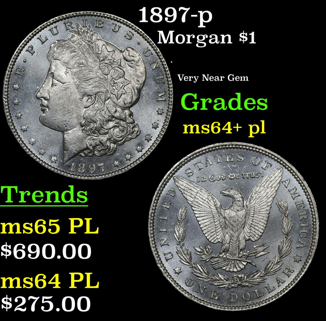 1897-p Morgan Dollar $1 Grades Choice Unc+ PL (1 of 7)