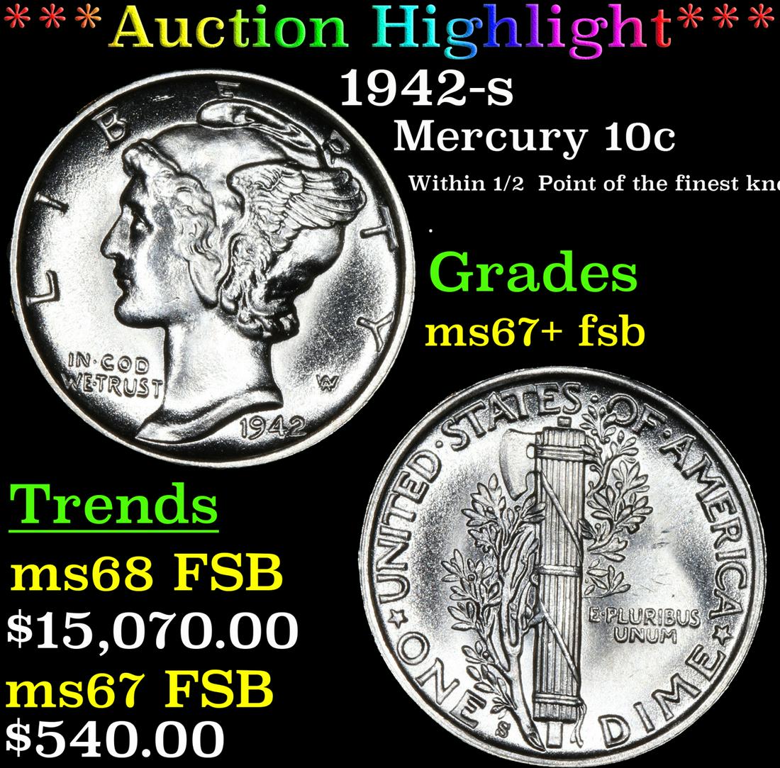 ***Auction Highlight*** 1942-s Mercury Dime 10c Graded (1 of 5)