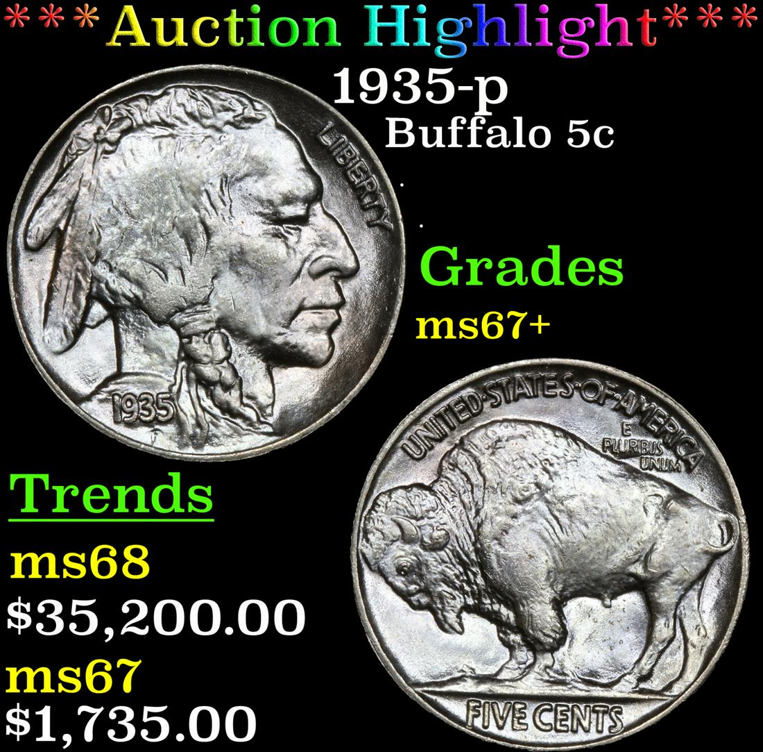 ***Auction Highlight*** 1935-p Buffalo Nickel 5c Graded (1 of 5)