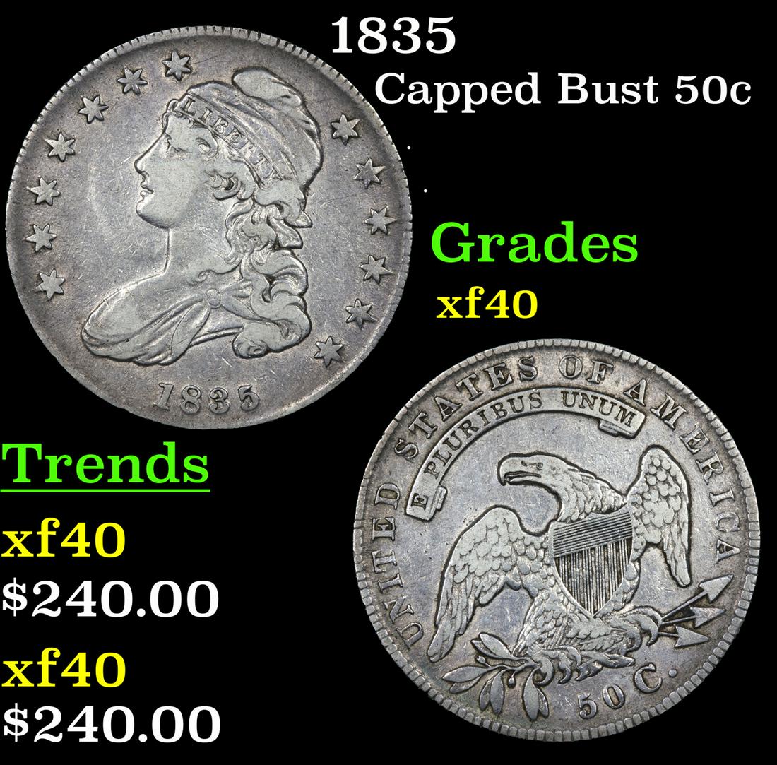 1835 Capped Bust Half Dollar 50c Grades xf (1 of 3)