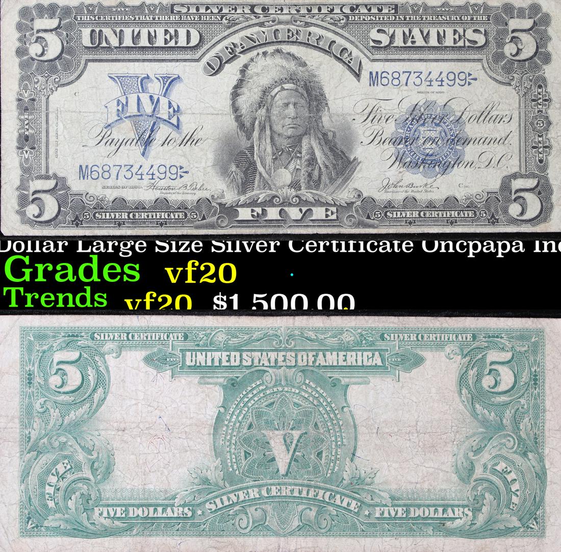1899 $5 Dollar Large Size Silver Certificate Oncpapa (1 of 3)