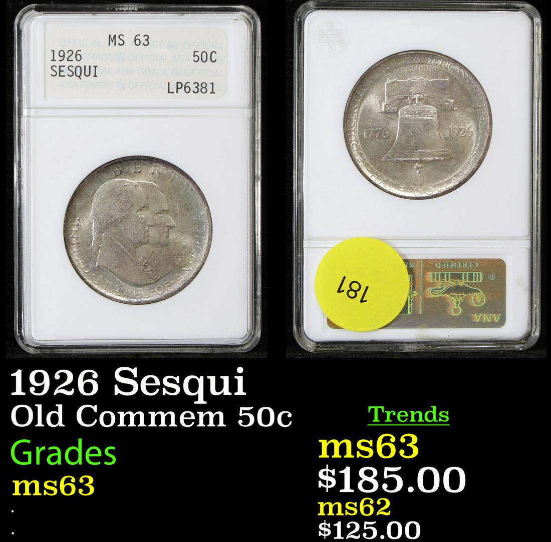 ANACS 1926 Sesqui Old Commem Half Dollar 50c Graded (1 of 3)