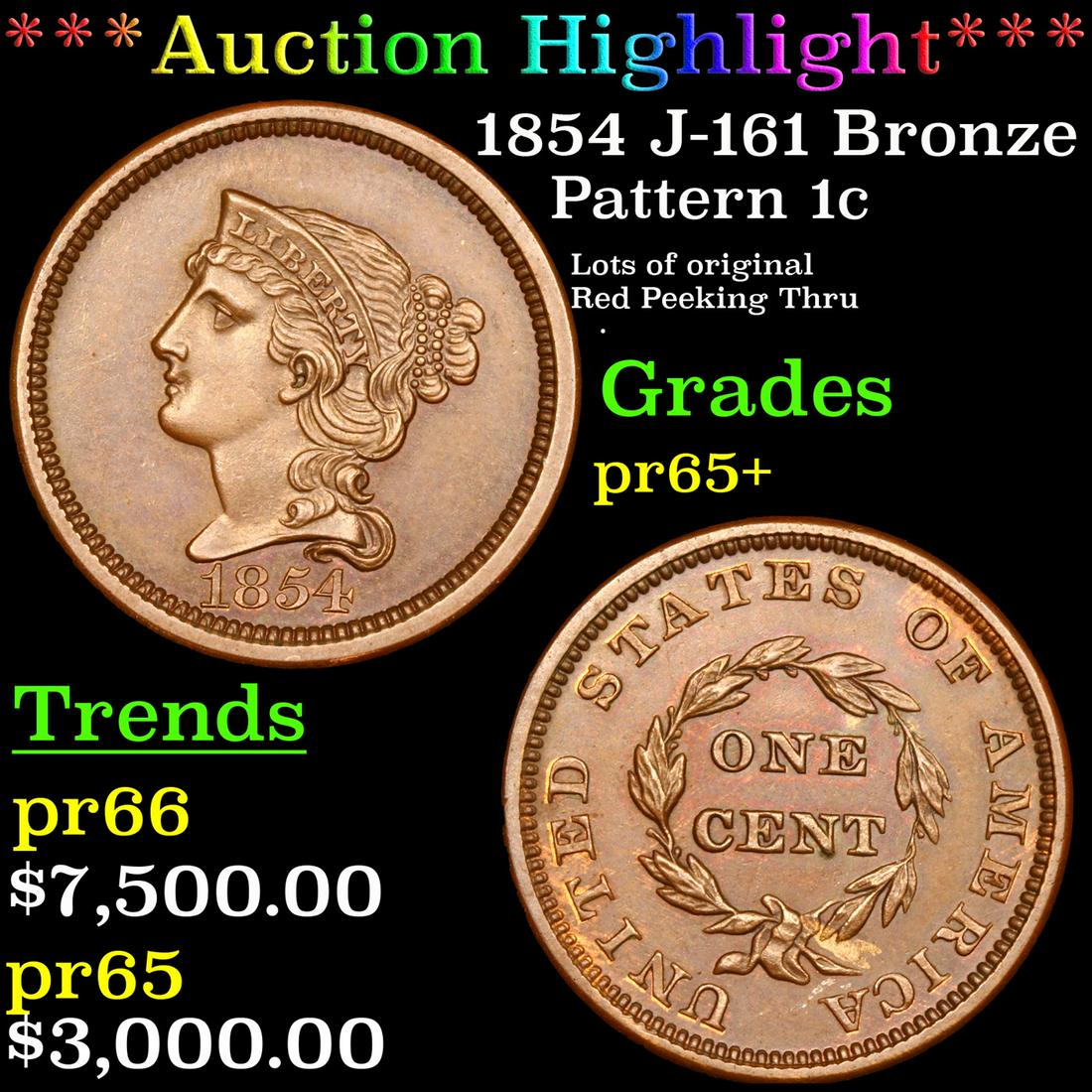 Proof ***Auction Highlight*** 1854 Pattern 1c J-161 (1 of 5)