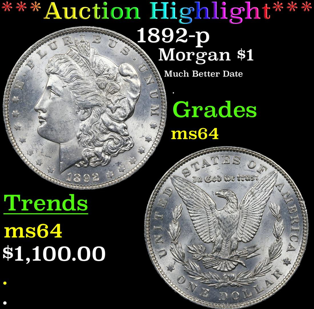 ***Auction Highlight*** 1892-p Morgan Dollar $1 Graded (1 of 5)