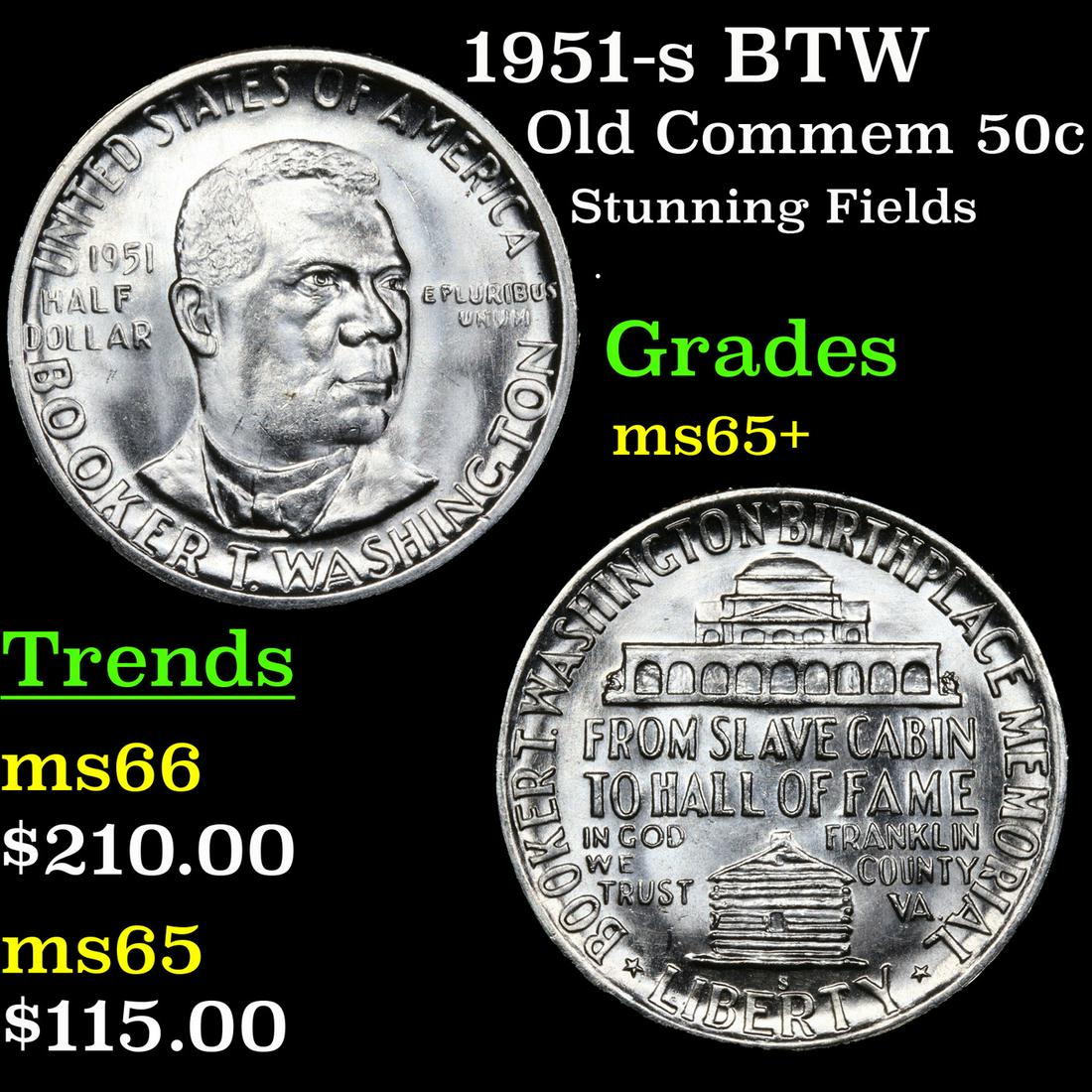 1951-s BTW Old Commem 50c Grades GEM+ Unc (1 of 3)
