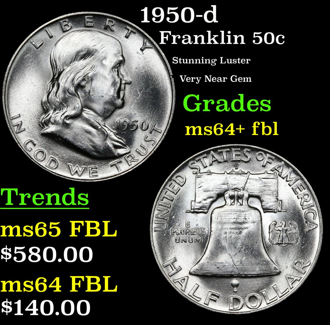 1950-d Franklin 50c Grades Choice Unc+ FBL (1 of 3)