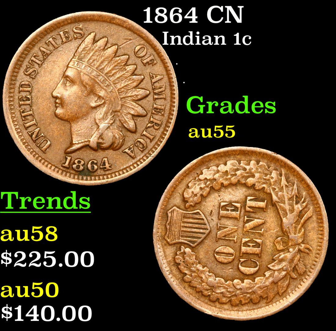 1864 Indian Cent 1c Grades Choice AU. (1 of 3)
