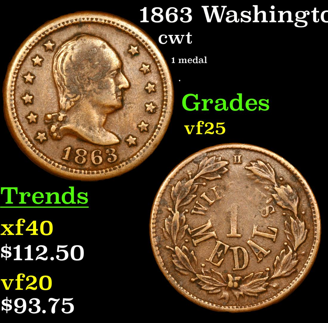 1863 Washington F-112-396a cwt Grades vf+ (1 of 3)