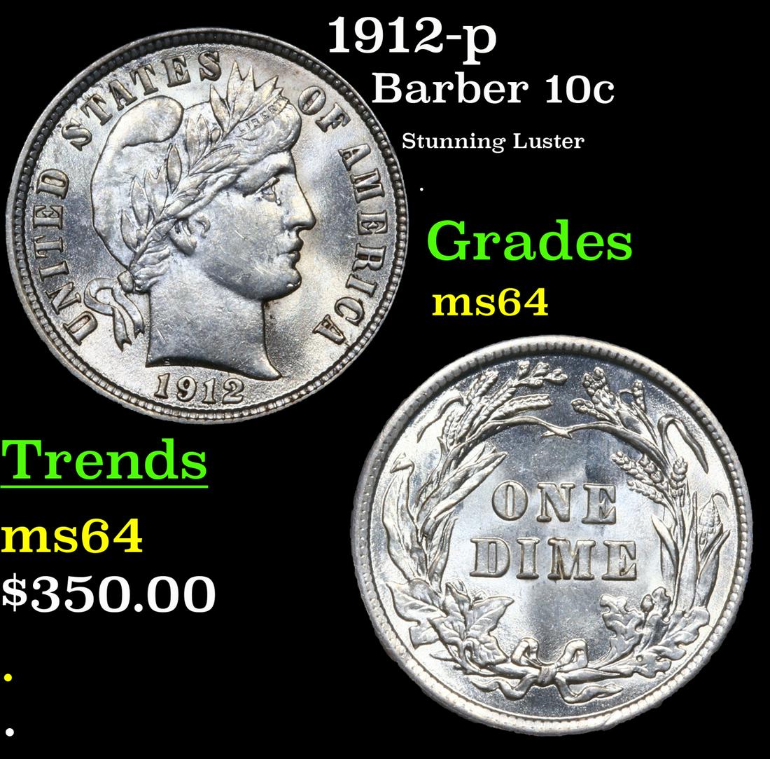 1912-p Barber 10c Grades Choice Unc (1 of 3)