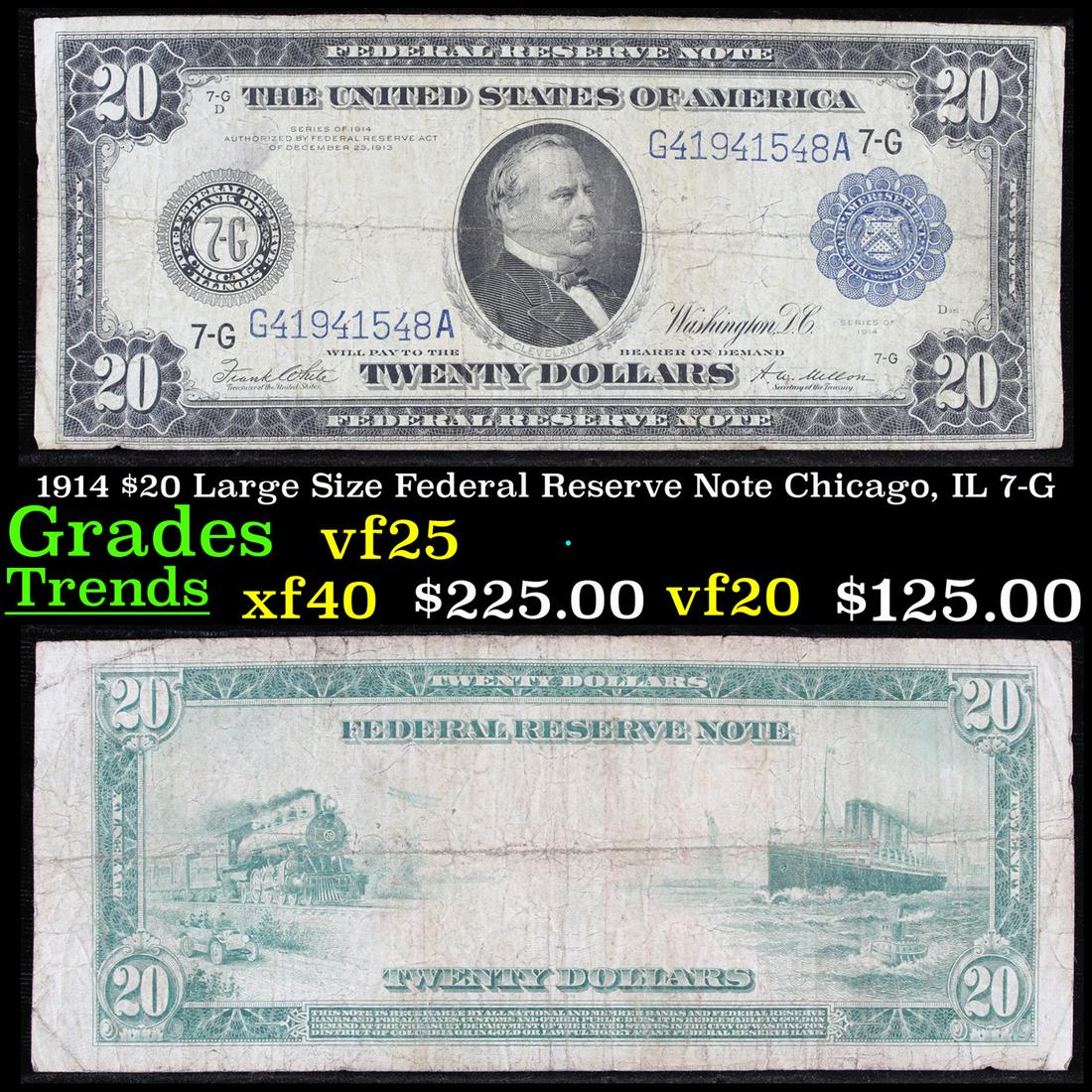 1914 $20 Large Size Federal Reserve Note Chicago, IL (1 of 3)