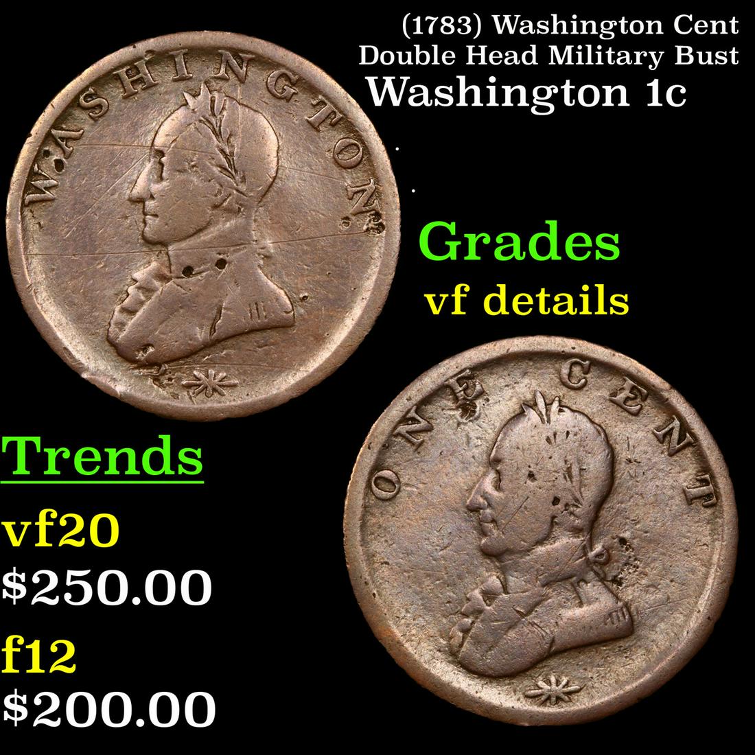 (1783) Washington Cent Double Head Military Bust (1 of 3)