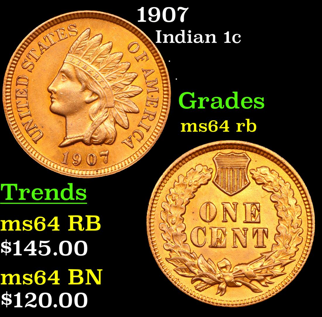 1907 Indian 1c Grades Choice Unc RB (1 of 3)