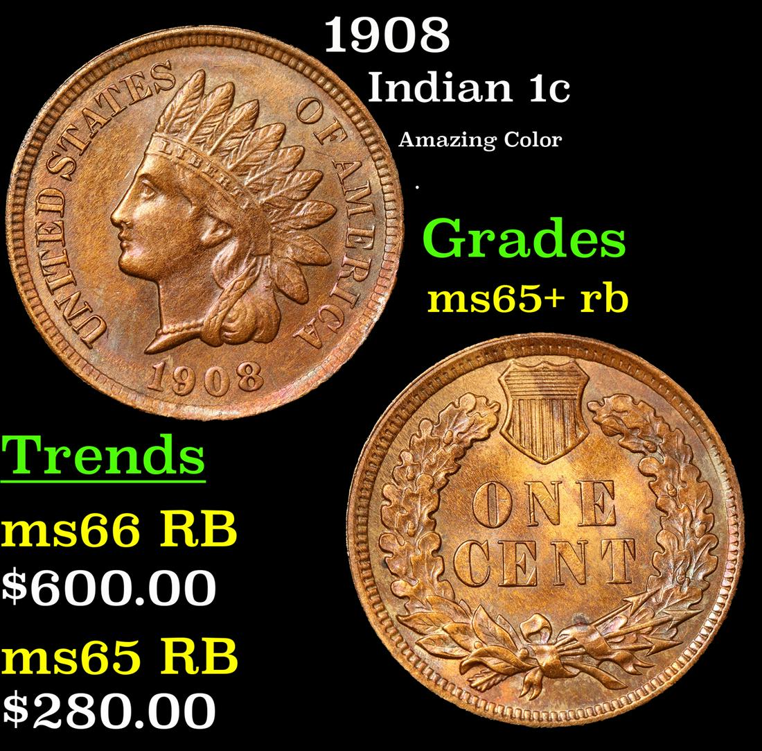 1908 Indian 1c Grades Gem+ Unc RB (1 of 3)