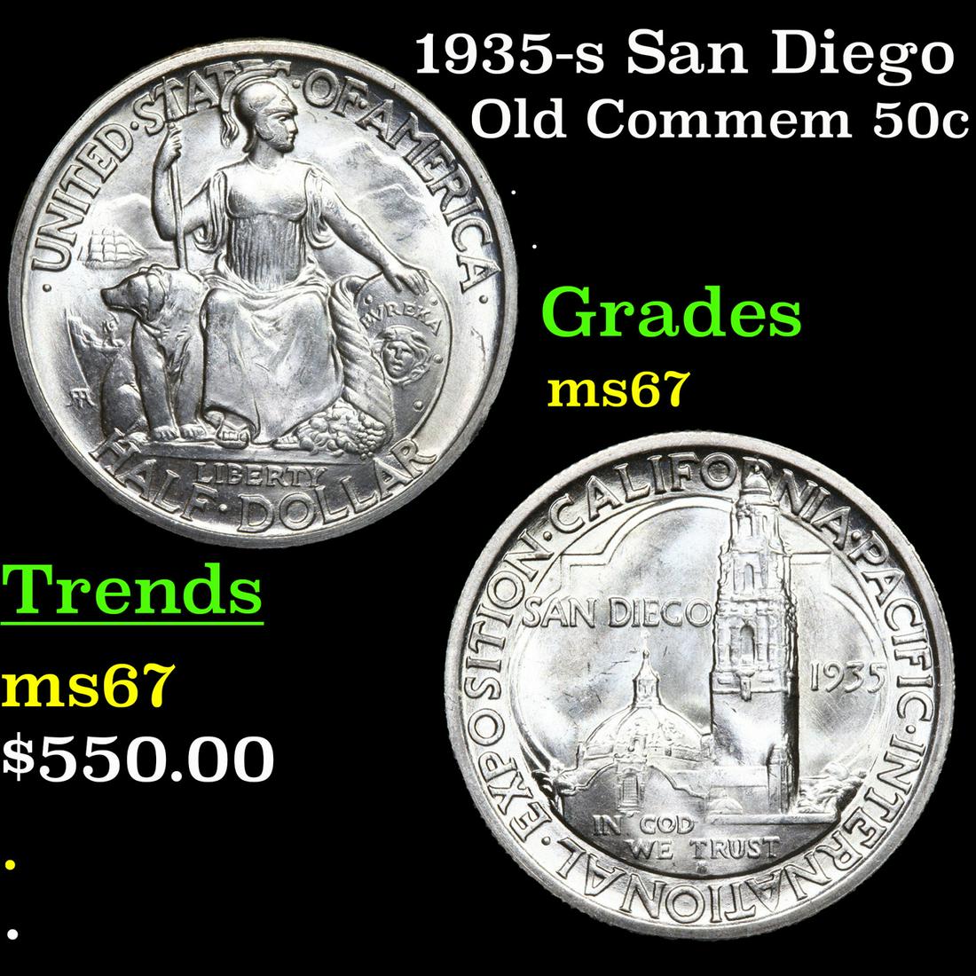 1935-s San Diego Old Commem 50c Grades GEM++ Unc (1 of 3)