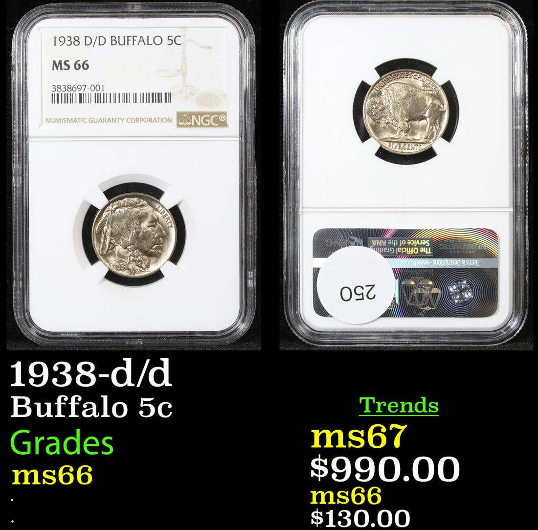 1938-d/d Buffalo 5c Graded ms66 (1 of 3)