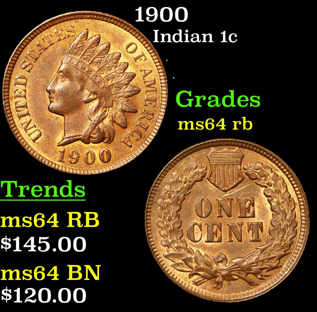 1900 Indian 1c Grades Choice Unc RB (1 of 3)