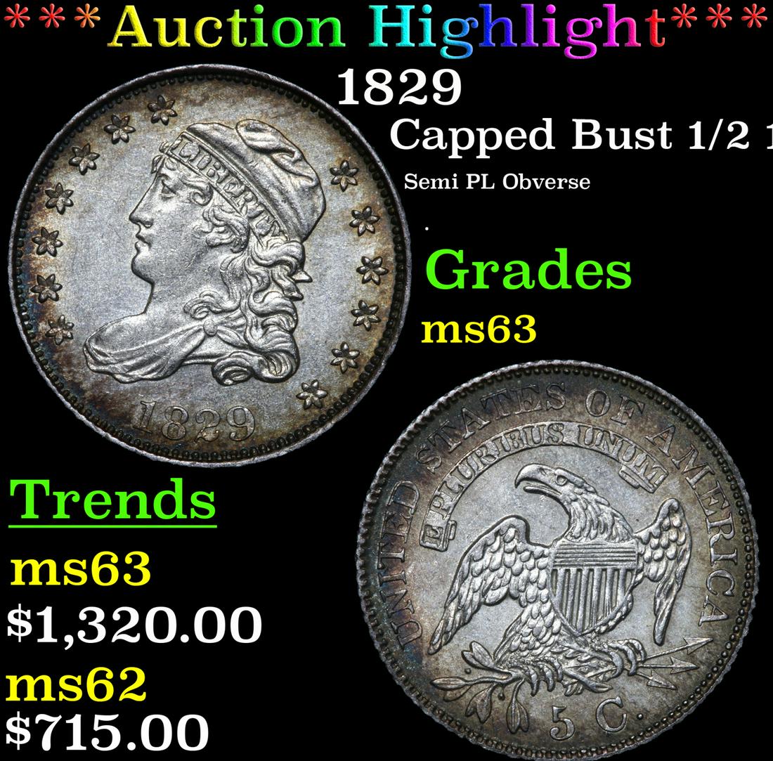 *Highlight* 1829 Capped Bust 1/2 10c Graded ms63 (1 of 5)