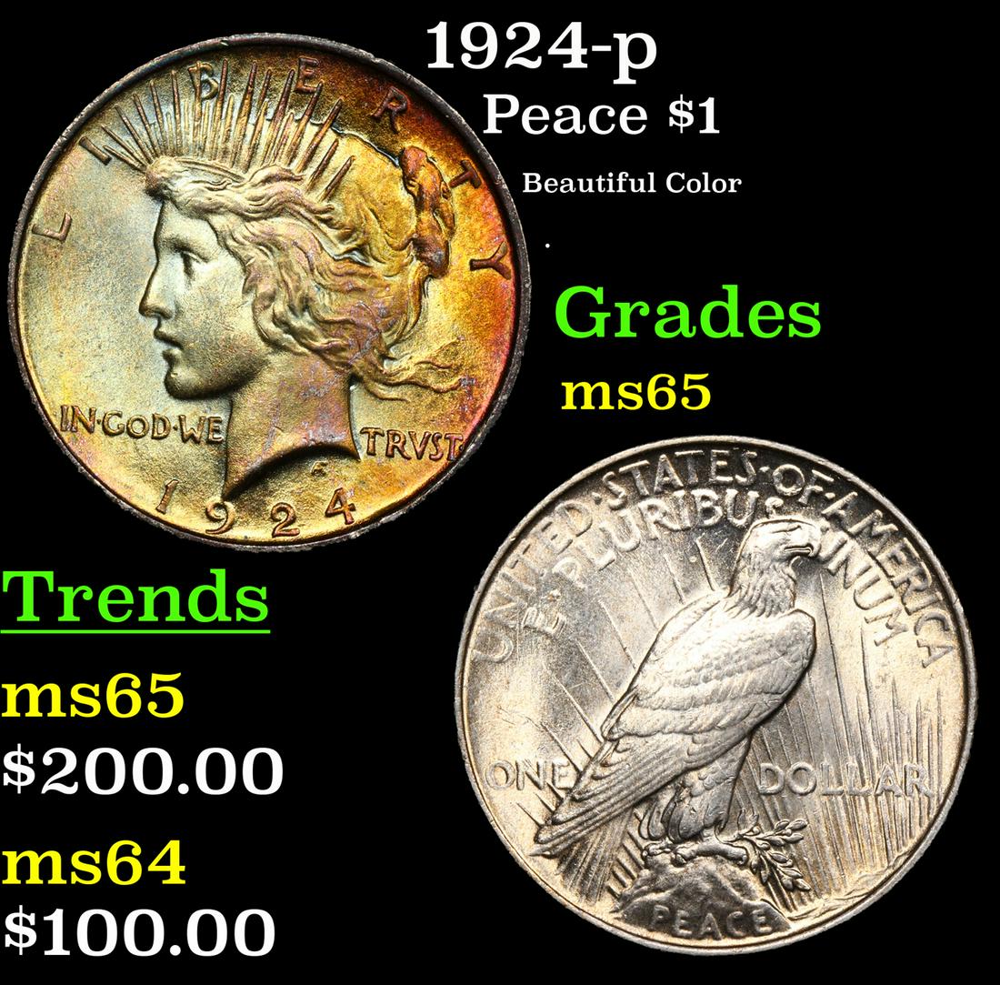 1924-p Peace $1 Grades GEM Unc (1 of 3)