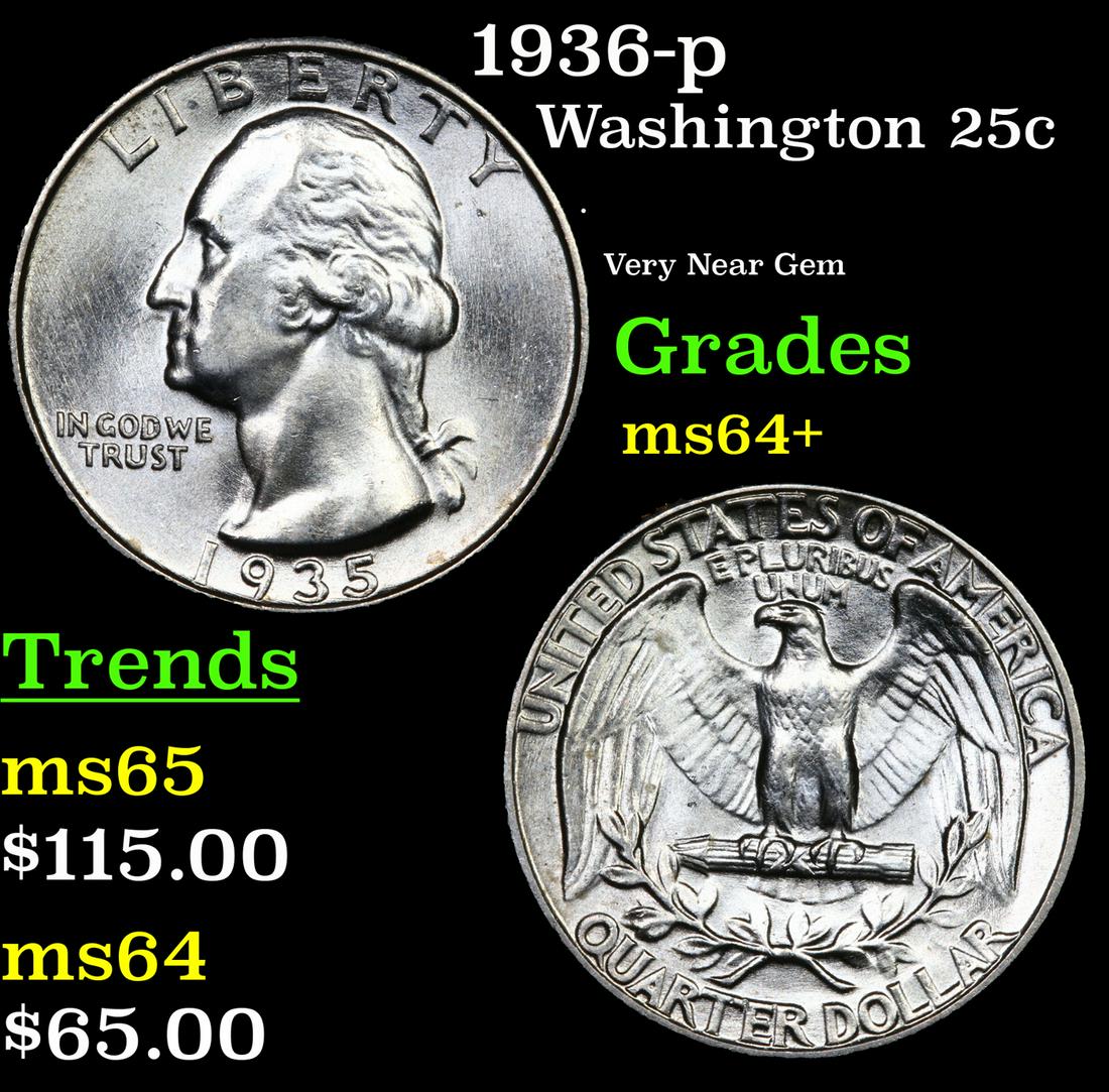 1935-p Washington 25c Grades Choice+ Unc (1 of 3)