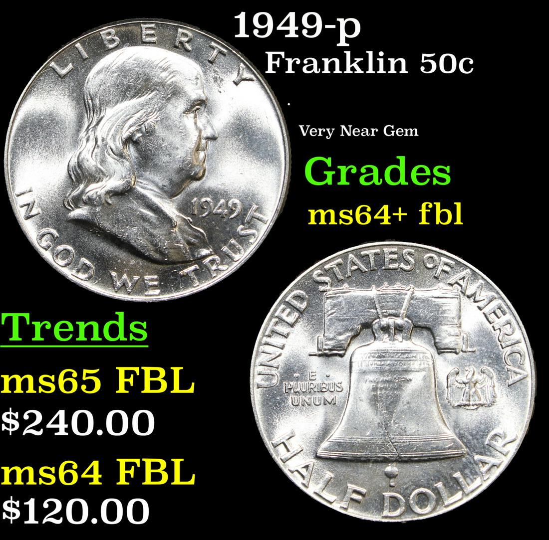 1949-p Franklin 50c Grades Choice Unc+ FBL (1 of 3)
