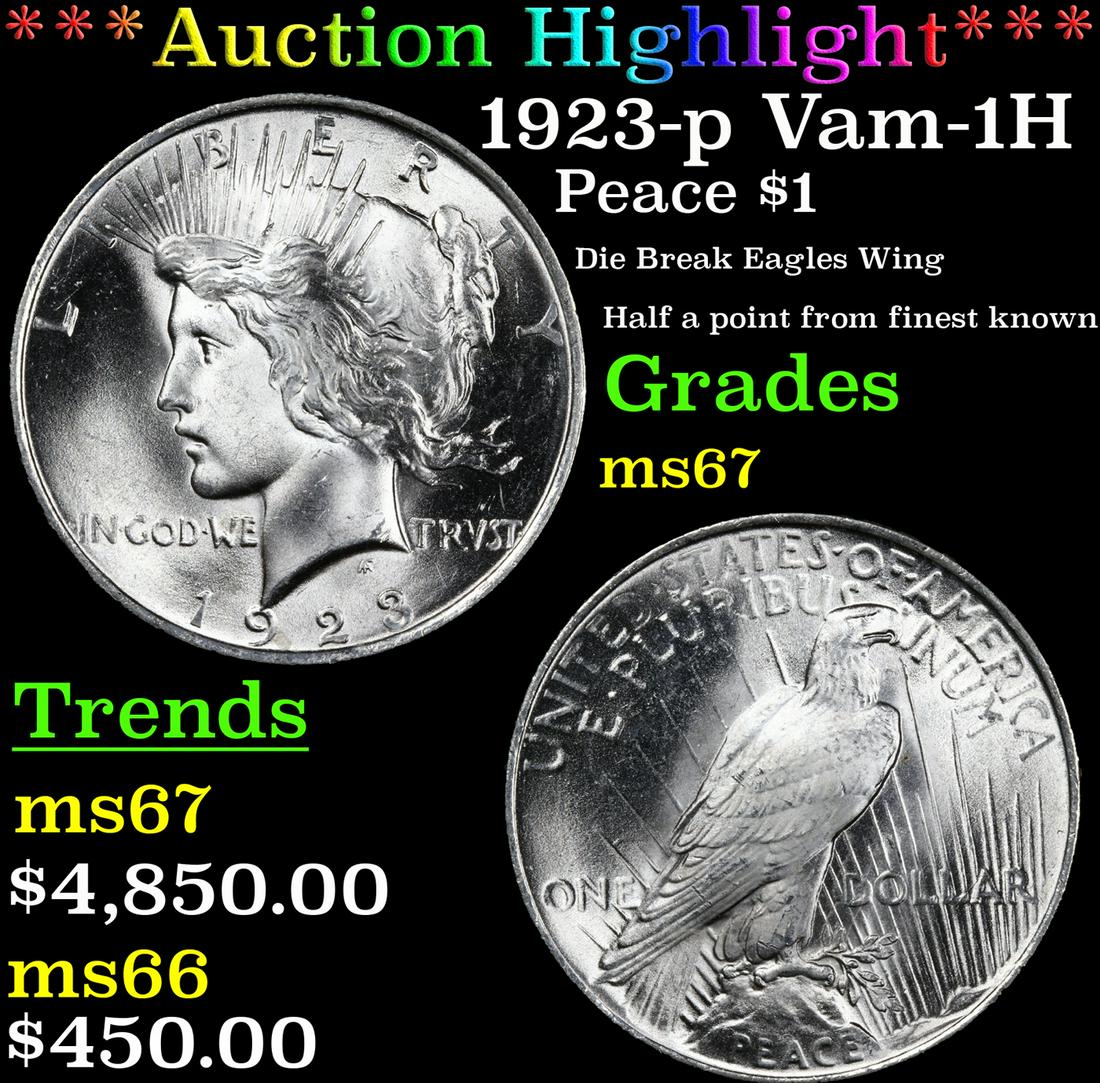 *Highlight* 1923-p Vam-1H R6 Near Top POP! Peace $1 (1 of 6)