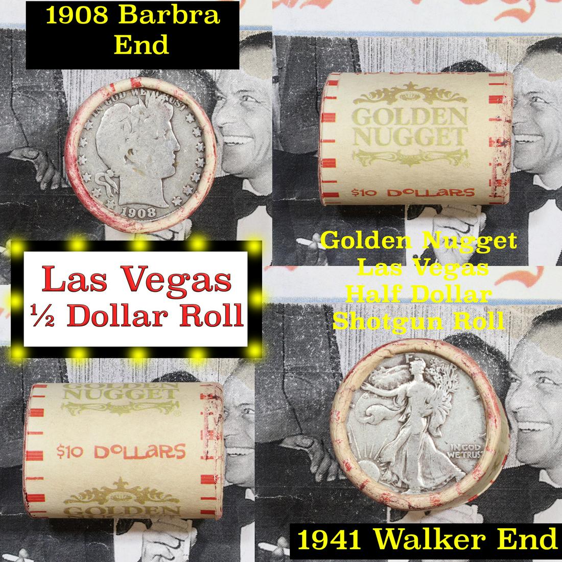 ***Auction Highlight*** Old Casino 50c Roll $10 Halves: ***Auction Highlight*** Old Casino 50c Roll $10 Halves Las Vegas Casino Golden Nugget 1941 Walker & 1908 Barber Ends. Up for auction is a Consignment I have secured a collection of old 1960â€™s L