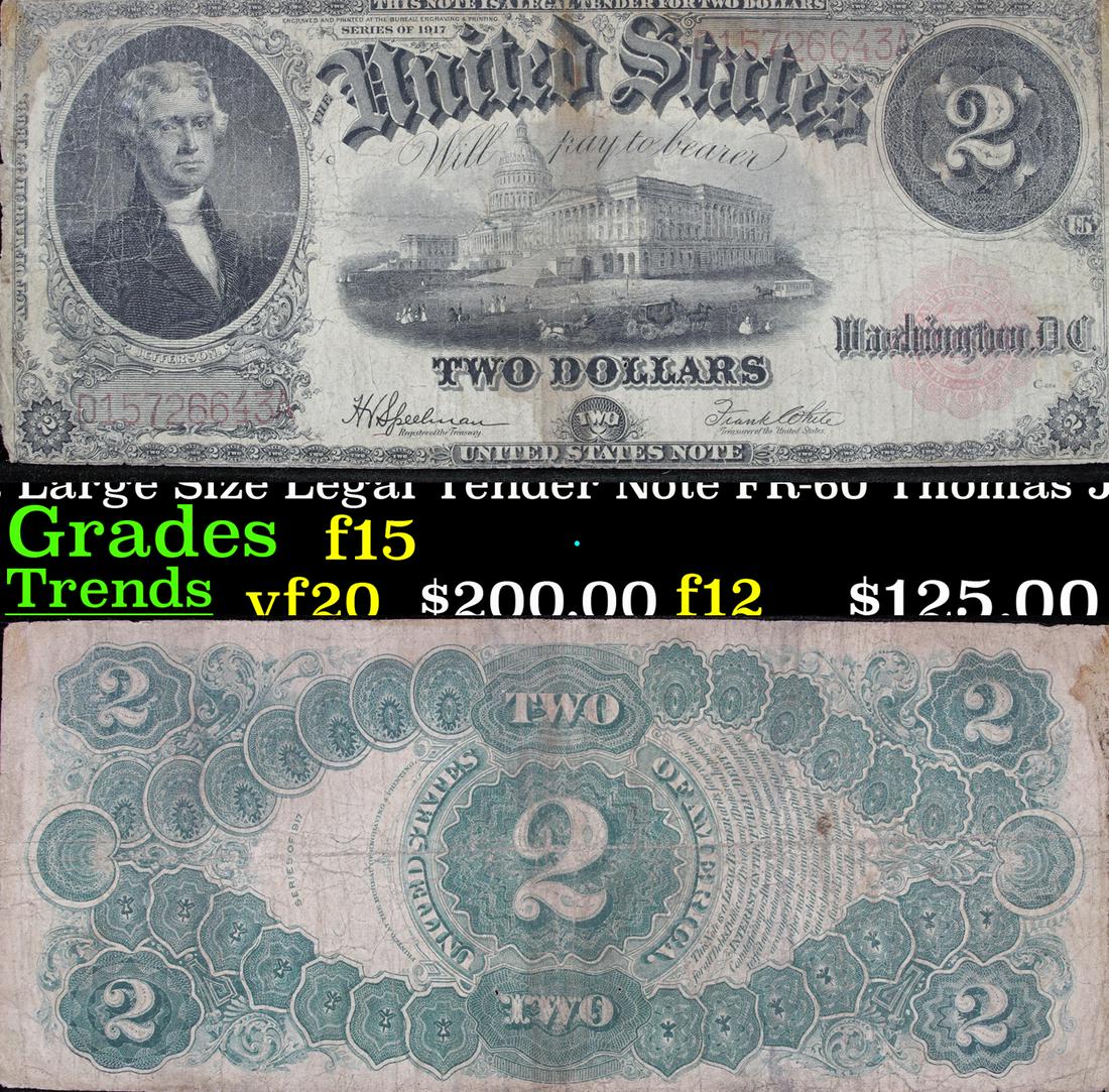 1917 $2 Large Size Legal Tender Note FR-60 Thomas (1 of 3)