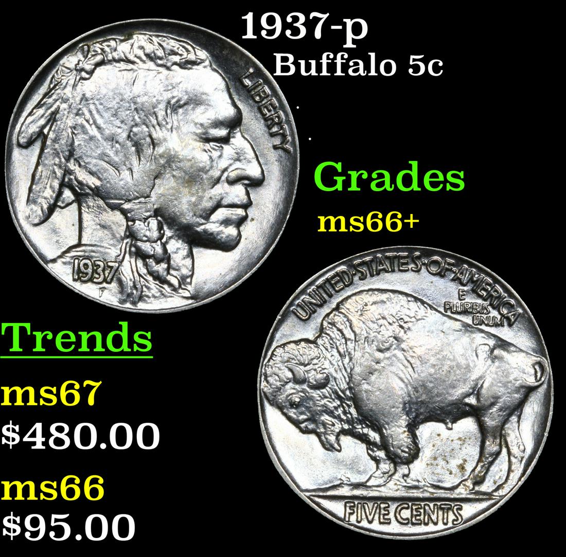 1937-p Buffalo 5c Grades GEM++ Unc (1 of 3)
